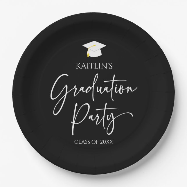 Minimalist Modern Elegant Graduation Party Paper Plates (Front)