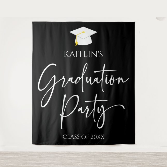 Minimalist Modern Elegant Graduation Party Tapestry (Front)