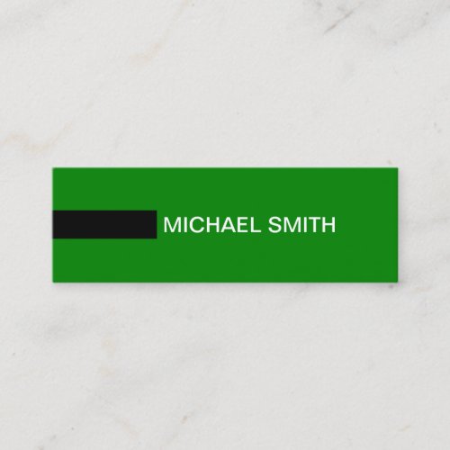 Minimalist Modern Elegant Green Black Mini Business Card