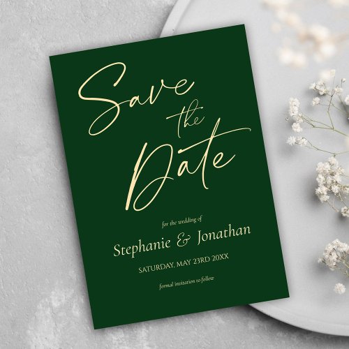 Minimalist Modern Elegant Green Wedding Save The Date