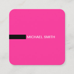 Minimalist Modern Elegant Hot Pink & Black Square Business Card