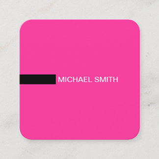 Minimalist Modern Elegant Hot Pink & Black Square Business Card