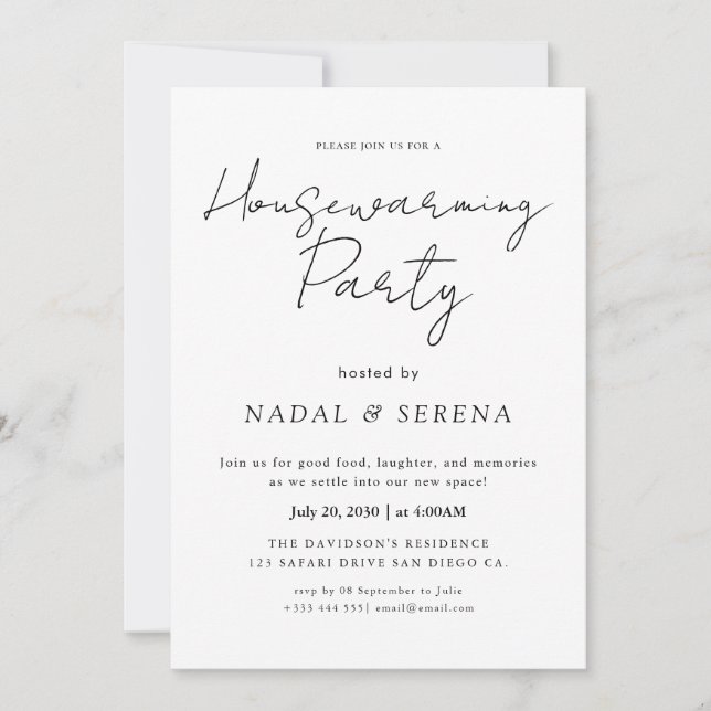 Minimalist Modern Elegant Housewarming Party Invitation (Front)