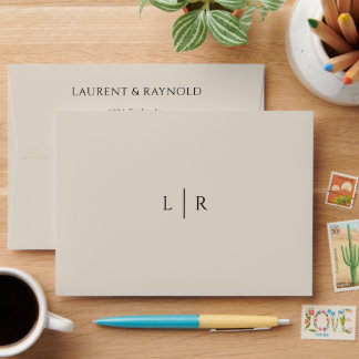 Minimalist Modern Elegant Light Beige Wedding Envelope