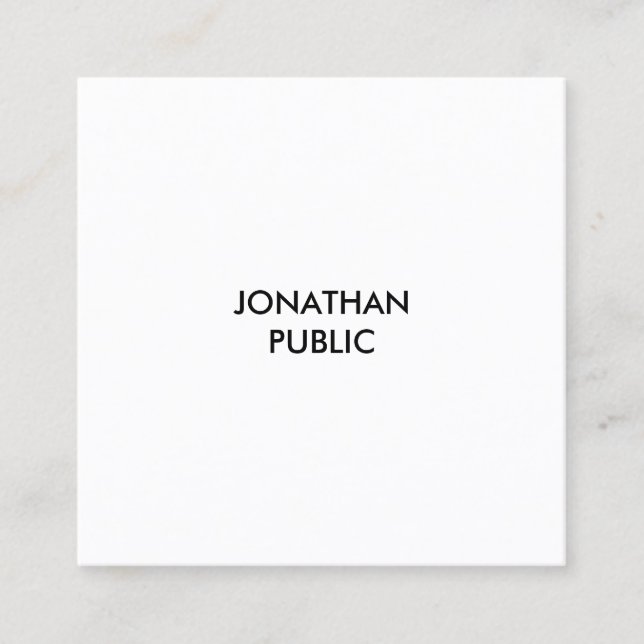 Minimalist Modern Elegant Luxury Smooth Plain Top Square Business Card (Front)