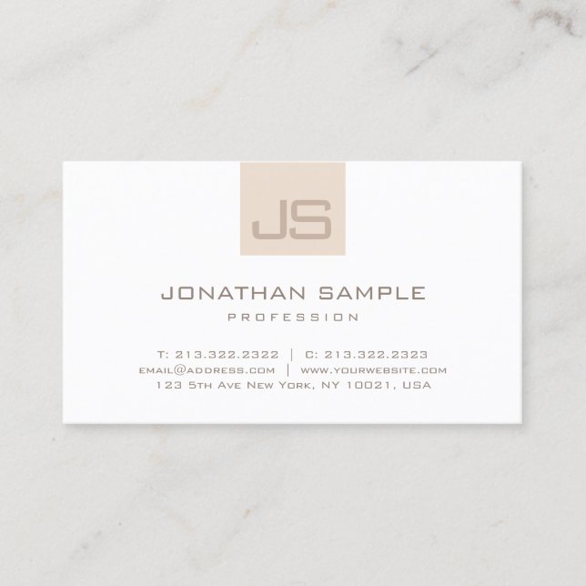 Minimalist Modern Elegant Monogram Simple Template Business Card (Front)
