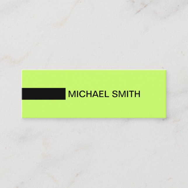 Minimalist Modern Elegant Moon Green & Black Mini Business Card (Front)