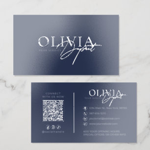 Minimalist Modern Elegant Navy Blue Raised Spot UV Business Card