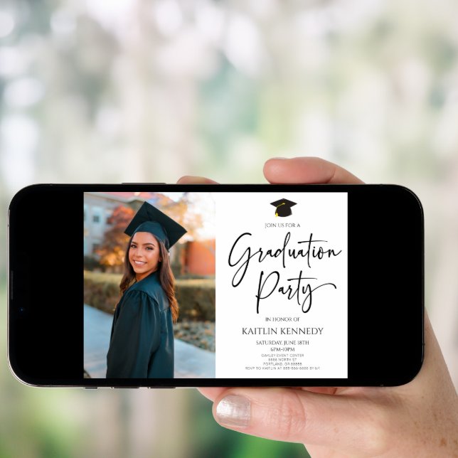Minimalist Modern Elegant Picture Graduation Party Invitation (Front Digital)