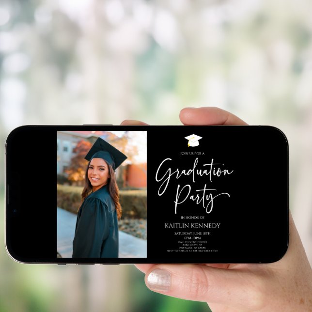 Minimalist Modern Elegant Picture Graduation Party Invitation (Front Digital)