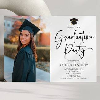 Minimalist Modern Elegant Picture Graduation Party Invitation