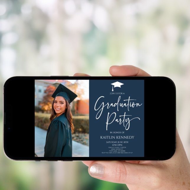 Minimalist Modern Elegant Picture Graduation Party Invitation (Front Digital)