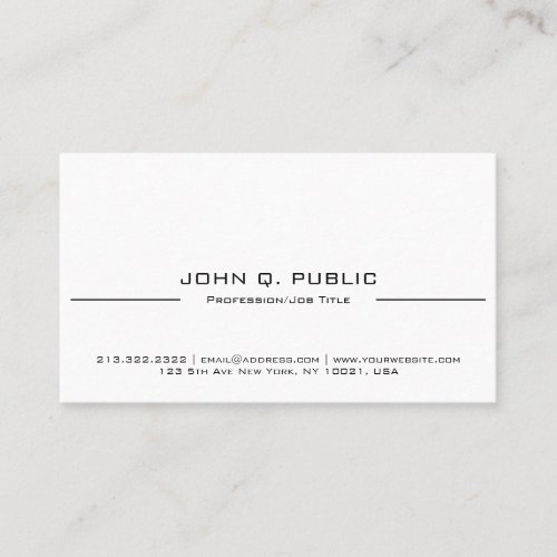 Minimalist Modern Elegant Plain White Business Card