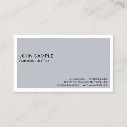 Minimalist Modern Elegant Professional Grey White Business Card