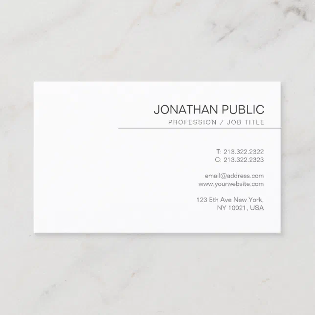 Minimalist Modern Elegant Professional Plain Business Card | Zazzle