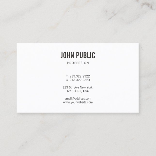 Minimalist Modern Elegant Professional Plain Chic Business Card (Front)