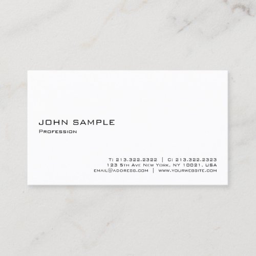 Minimalist Modern Elegant Professional White Business Card