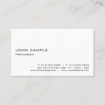 Minimalist Modern Elegant Professional White Business Card by art_grande at Zazzle