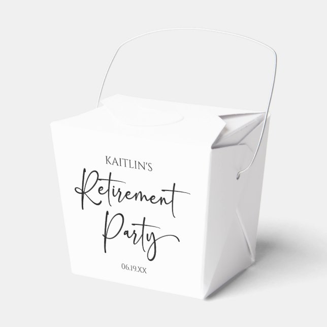 Minimalist Modern Elegant Retirement Party Favor Boxes (Front Side)