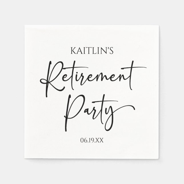 Minimalist Modern Elegant Retirement Party Napkins (Front)