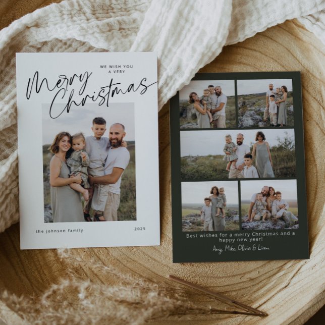 Minimalist Modern Elegant Script Christmas Holiday Card (Creator Uploaded)