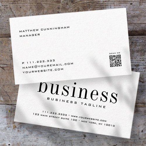 Minimalist Modern Elegant Simple Chic Scan QR Code Business Card