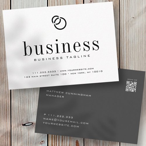 Minimalist Modern Elegant Simple Logo Scan QR Code Business Card