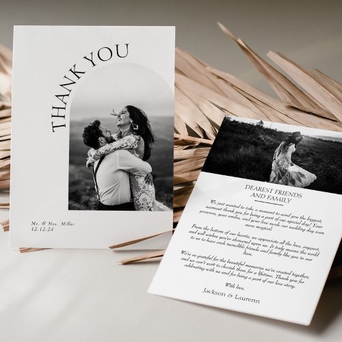 Minimalist Modern Elegant Simple Photo Wedding Thank You Card
