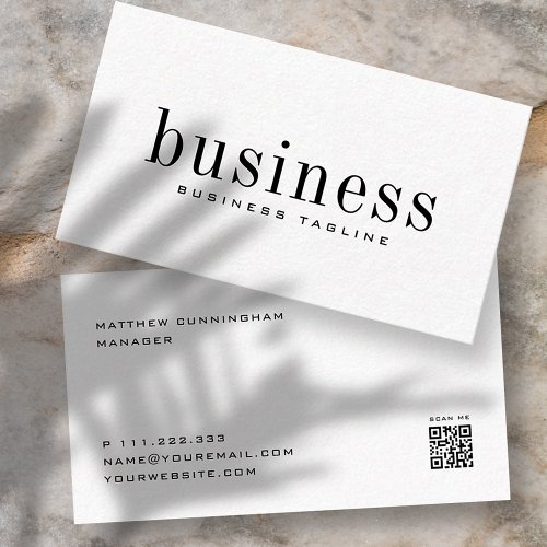 Minimalist Modern Elegant Simple Scan QR Code Business Card