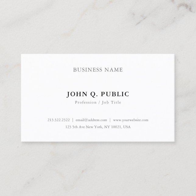 Minimalist Modern Elegant Simple Template Trendy Business Card (Front)