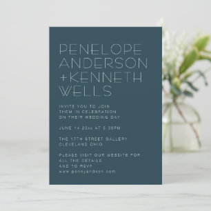 Minimalist Modern Elegant Teal Wedding  Invitation