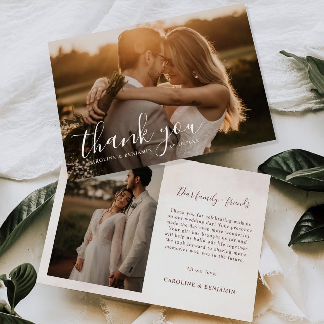 Minimalist Modern Elegant Wedding Photo Thank You Card (Creator Uploaded)