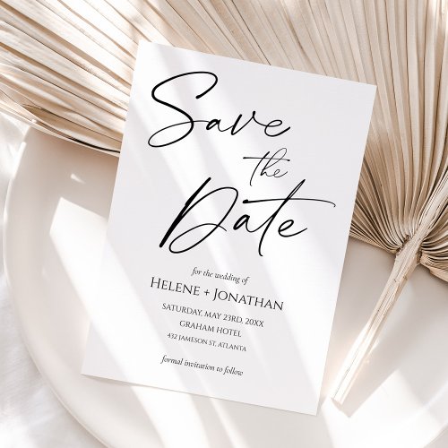 Minimalist Modern Elegant Wedding Save The Date Invitation