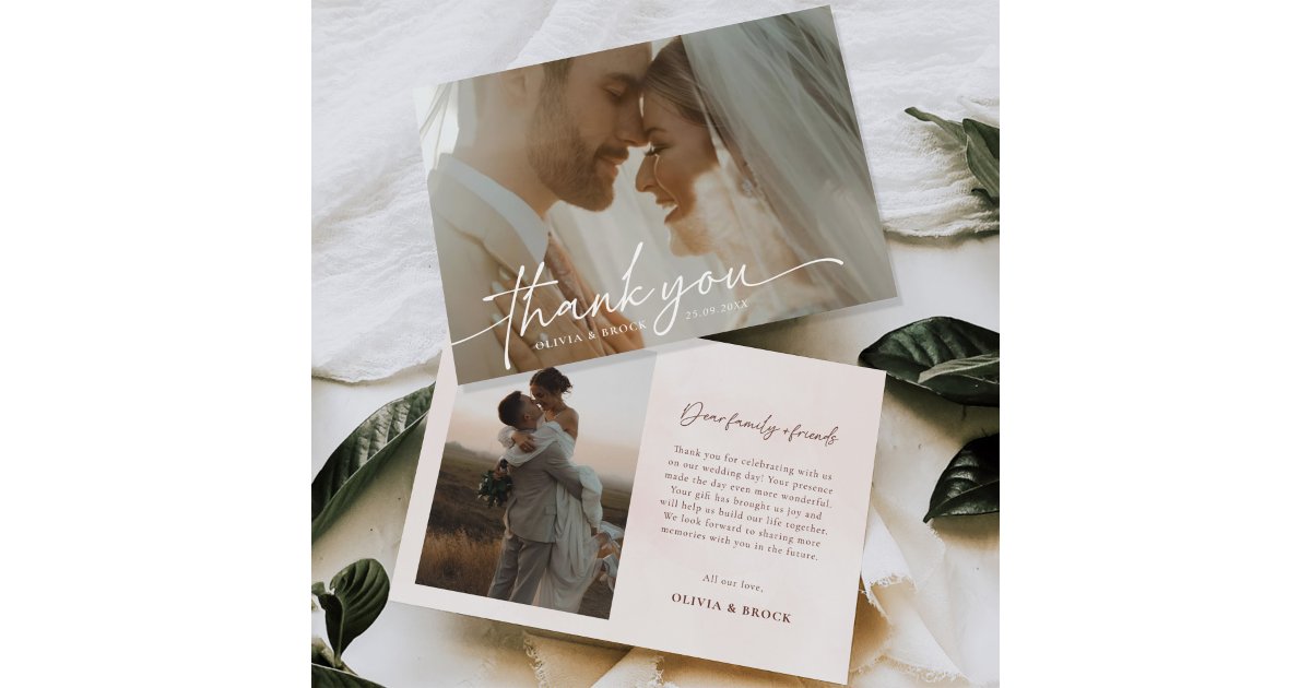 Minimalist Modern Elegant Wedding Thank You Card | Zazzle