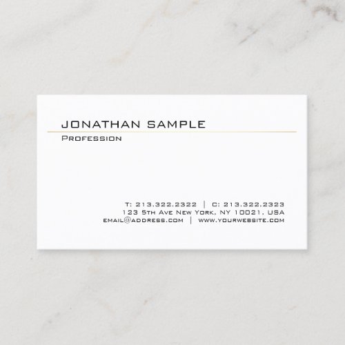 Minimalist Modern Elegant White Gold Trendy Plain Business Card