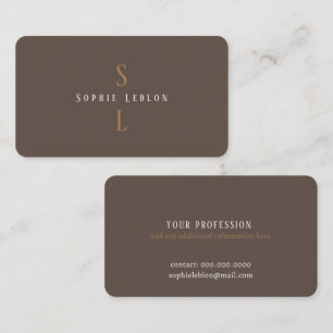 Minimalist Modern Elegantly Printed Brown Business Card