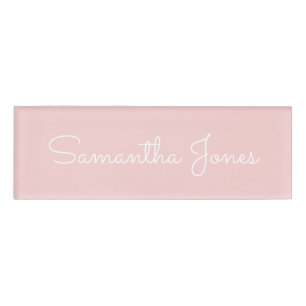 Minimalist Modern Employee Business Pink Script Name Tag