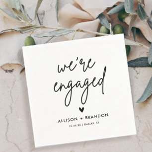 Minimalist Modern Engagement Party Engaged Napkins
