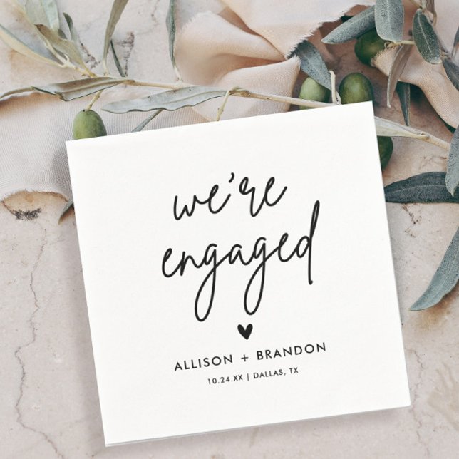 Minimalist Modern Engagement Party Engaged Napkins (Creator Uploaded)