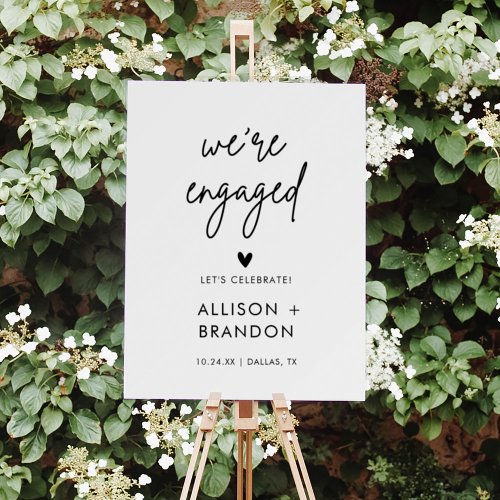Minimalist Modern Engagement Party Engaged Sign
