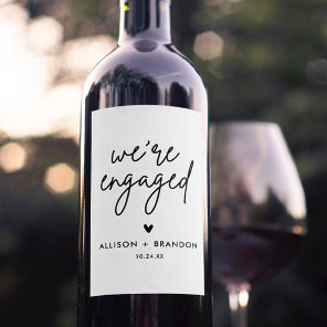 Minimalist Modern Engagement Party Favors Wine Label