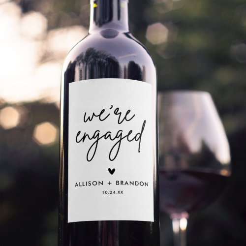 Minimalist Modern Engagement Party Favors Wine Label