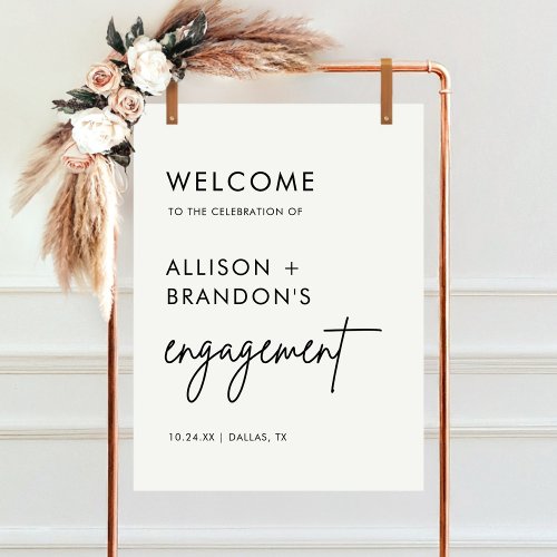 Minimalist Modern Engagement Party Welcome Sign