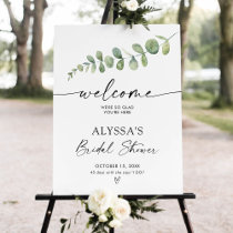 Minimalist Modern Eucalyptus Bridal Shower Welcome Foam Board