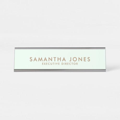 Minimalist Modern Exective Pastel Mint Green Desk Name Plate