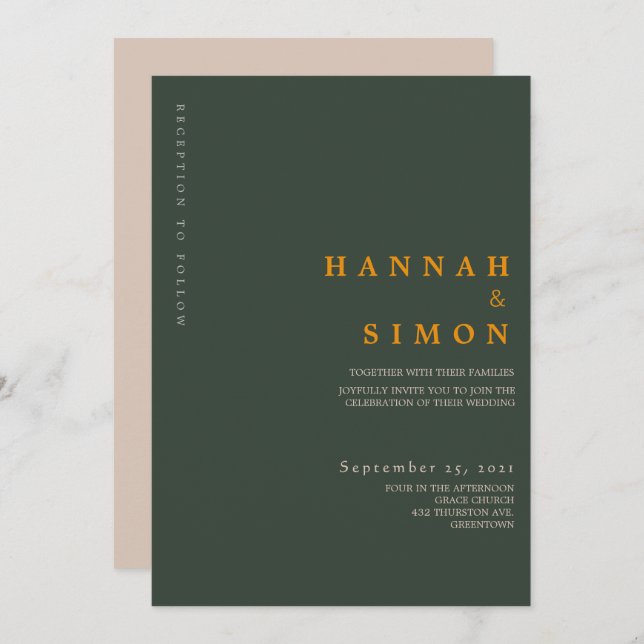 Minimalist Modern Fall Wedding Invitation (Front/Back)