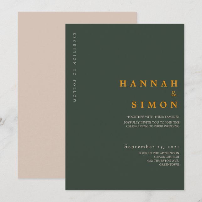Minimalist Modern Fall Wedding Invitation | Autumn (Front/Back)