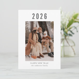 Minimalist Modern Family Happy New Year 2026 Holiday Card