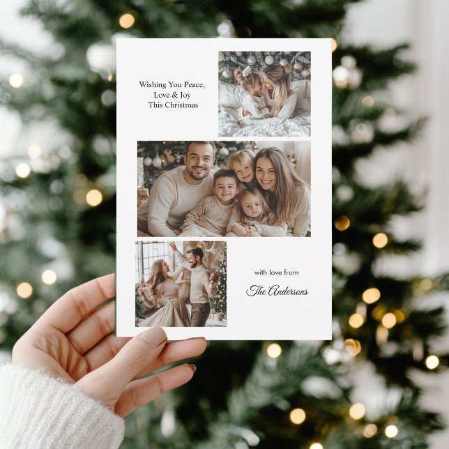 Minimalist Modern Family Photo Collage Christmas  Holiday Card (Creator Uploaded)