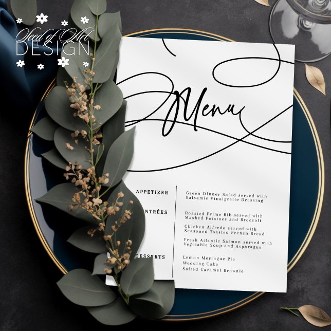 Minimalist Modern Fancy Script "Menu" Wedding Menu (Creator Uploaded)